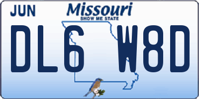 MO license plate DL6W8D