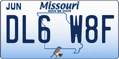 MO license plate DL6W8F
