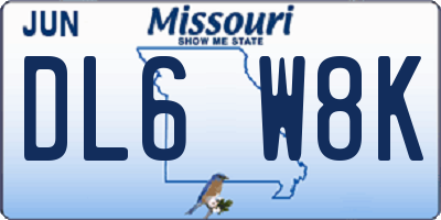 MO license plate DL6W8K