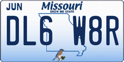 MO license plate DL6W8R