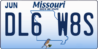 MO license plate DL6W8S