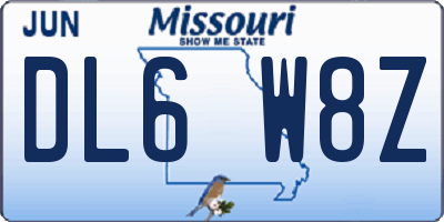 MO license plate DL6W8Z