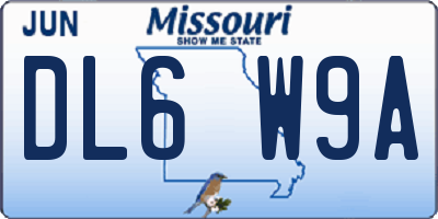MO license plate DL6W9A