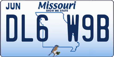 MO license plate DL6W9B