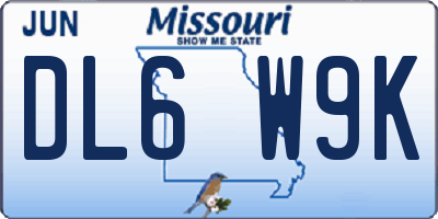 MO license plate DL6W9K