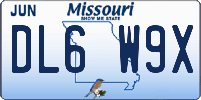 MO license plate DL6W9X