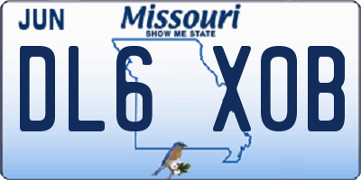 MO license plate DL6X0B