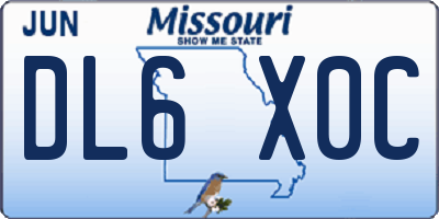 MO license plate DL6X0C