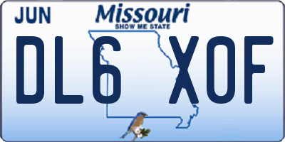 MO license plate DL6X0F
