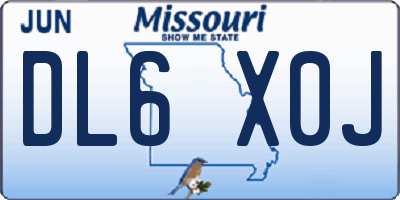 MO license plate DL6X0J