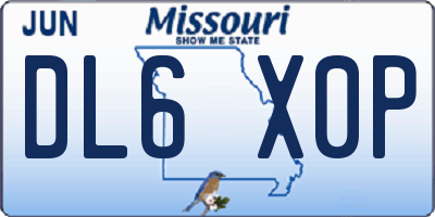 MO license plate DL6X0P