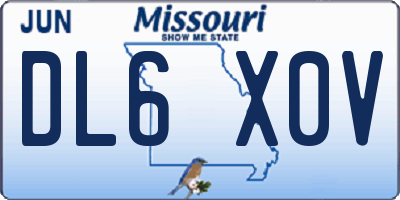 MO license plate DL6X0V
