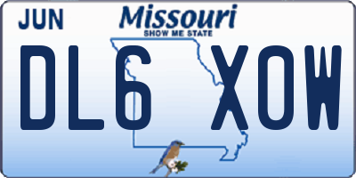 MO license plate DL6X0W