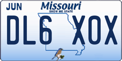 MO license plate DL6X0X