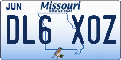 MO license plate DL6X0Z