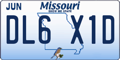 MO license plate DL6X1D