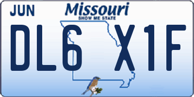MO license plate DL6X1F