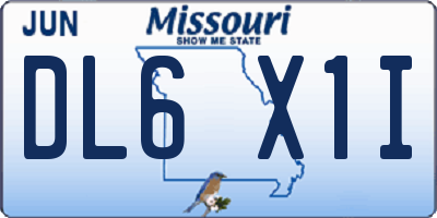 MO license plate DL6X1I