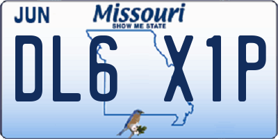 MO license plate DL6X1P