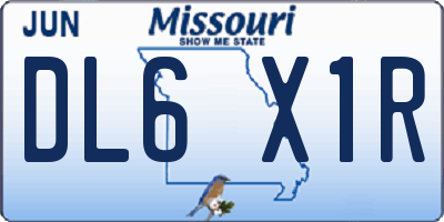 MO license plate DL6X1R