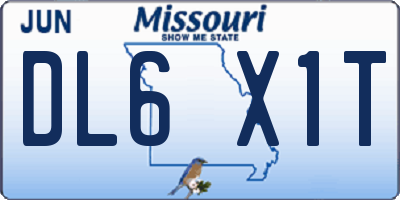 MO license plate DL6X1T