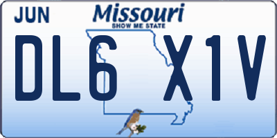 MO license plate DL6X1V