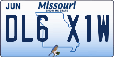 MO license plate DL6X1W