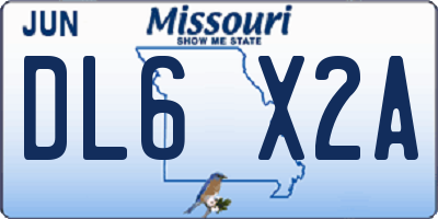 MO license plate DL6X2A