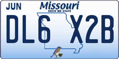 MO license plate DL6X2B