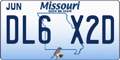 MO license plate DL6X2D