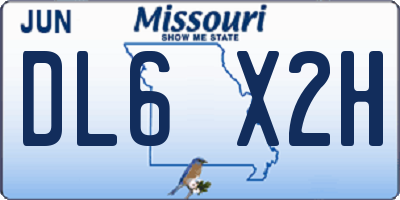 MO license plate DL6X2H