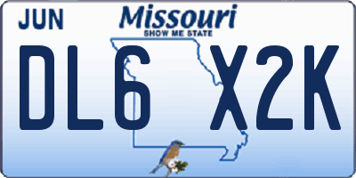 MO license plate DL6X2K