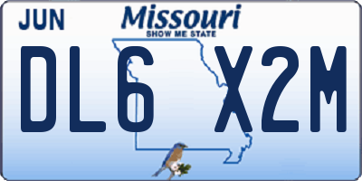 MO license plate DL6X2M