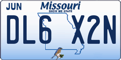 MO license plate DL6X2N