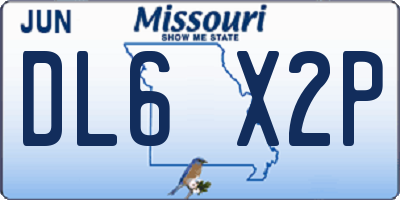 MO license plate DL6X2P