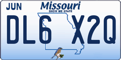 MO license plate DL6X2Q