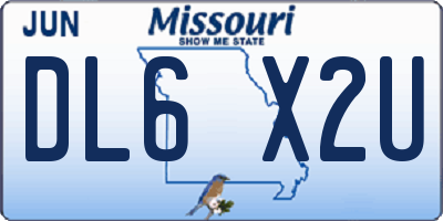 MO license plate DL6X2U