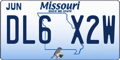 MO license plate DL6X2W