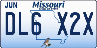 MO license plate DL6X2X