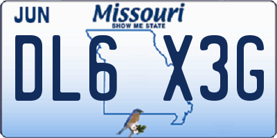 MO license plate DL6X3G