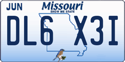 MO license plate DL6X3I