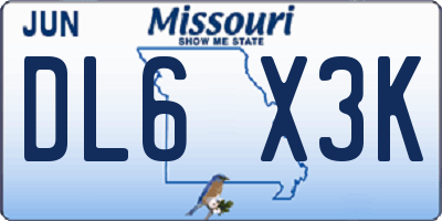 MO license plate DL6X3K