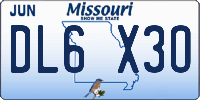 MO license plate DL6X3O
