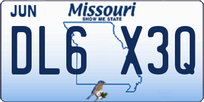 MO license plate DL6X3Q