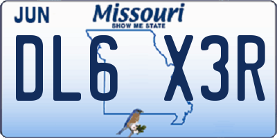MO license plate DL6X3R