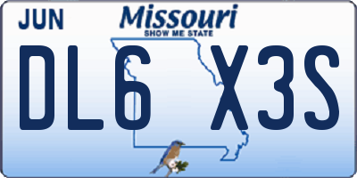 MO license plate DL6X3S