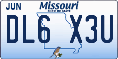 MO license plate DL6X3U