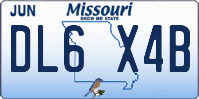 MO license plate DL6X4B