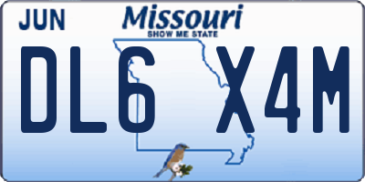 MO license plate DL6X4M