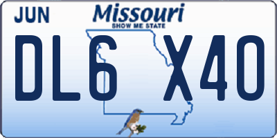 MO license plate DL6X4O
